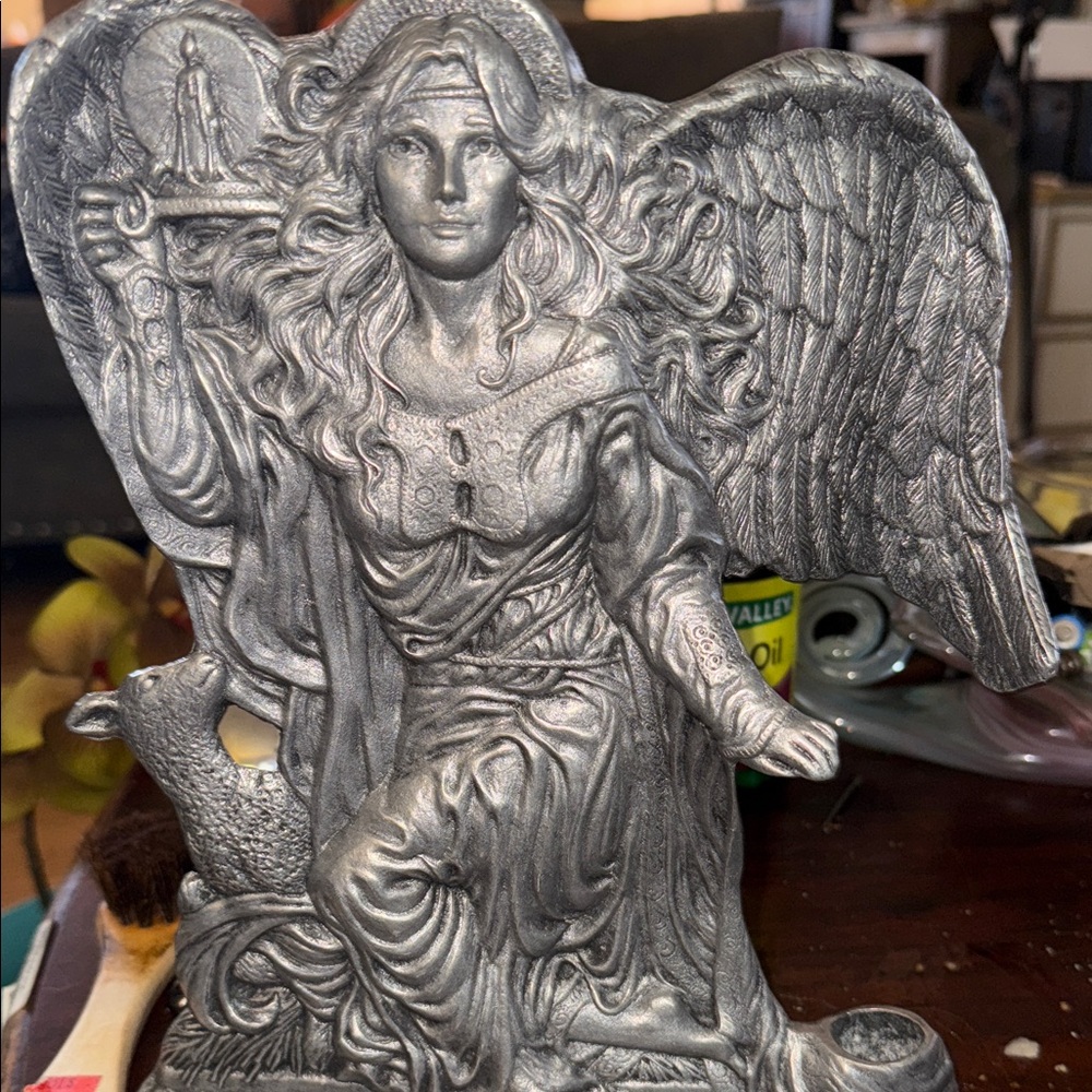 Pewter Angel Lamb Sculpture
